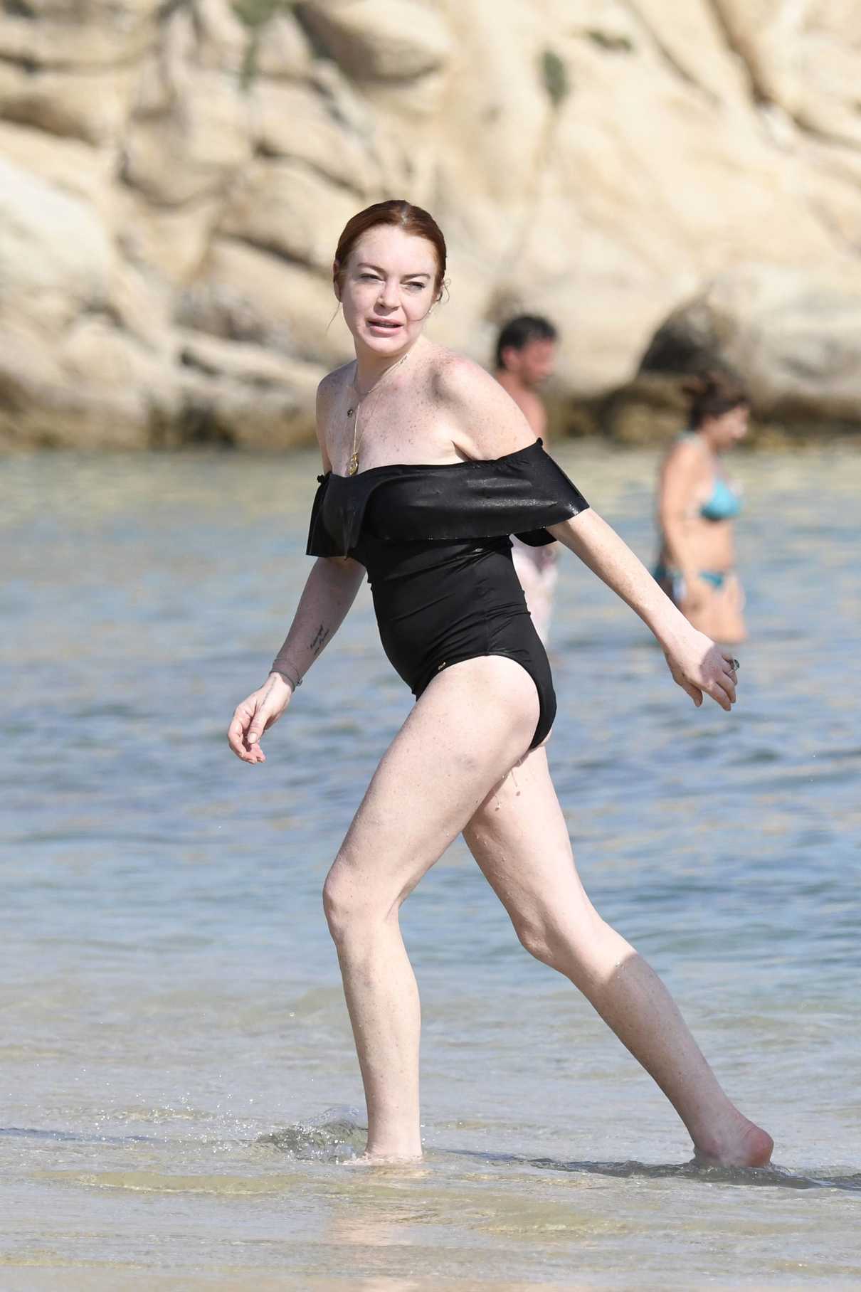 Lindsay Lohan Was Seen at the Beach in Mykonos 06/29/2017-2