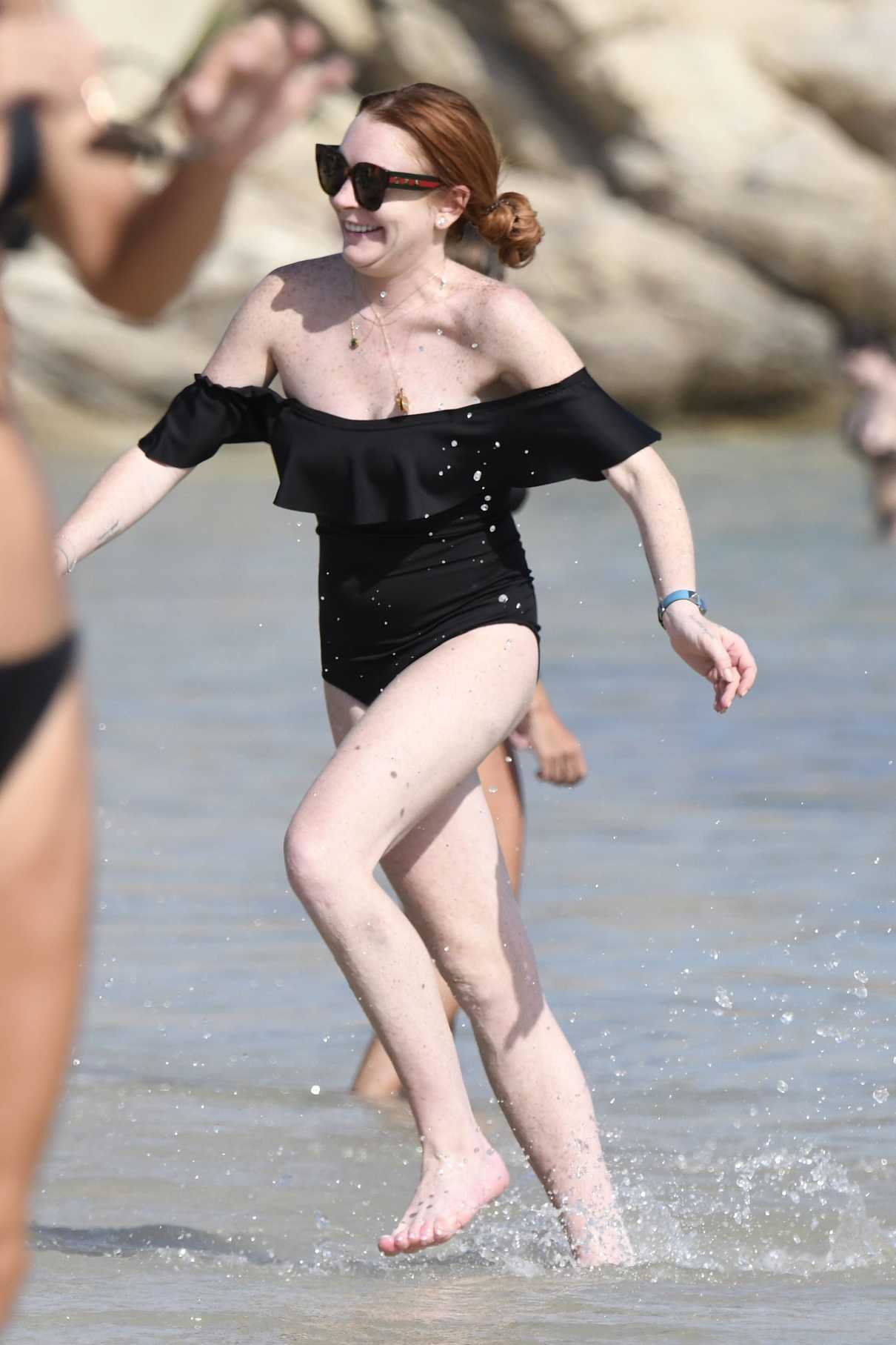 Lindsay Lohan Was Seen at the Beach in Mykonos 06/29/2017-3