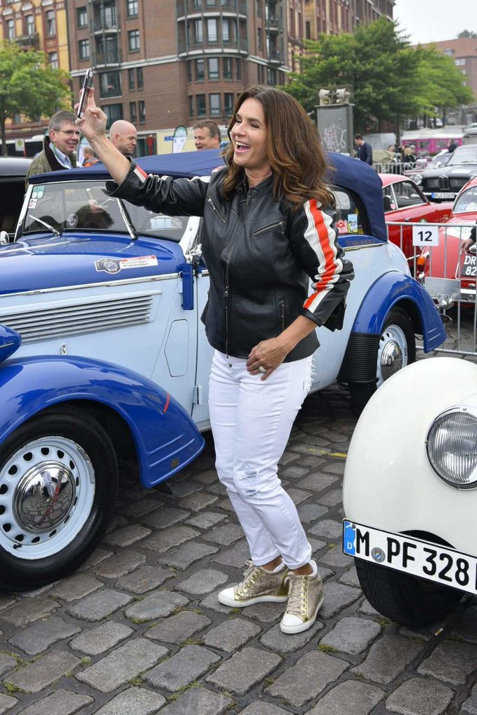 Katarina Witt at the Start of the 10th Hamburg-Berlin Classic Car Rally 08/24/2017-1