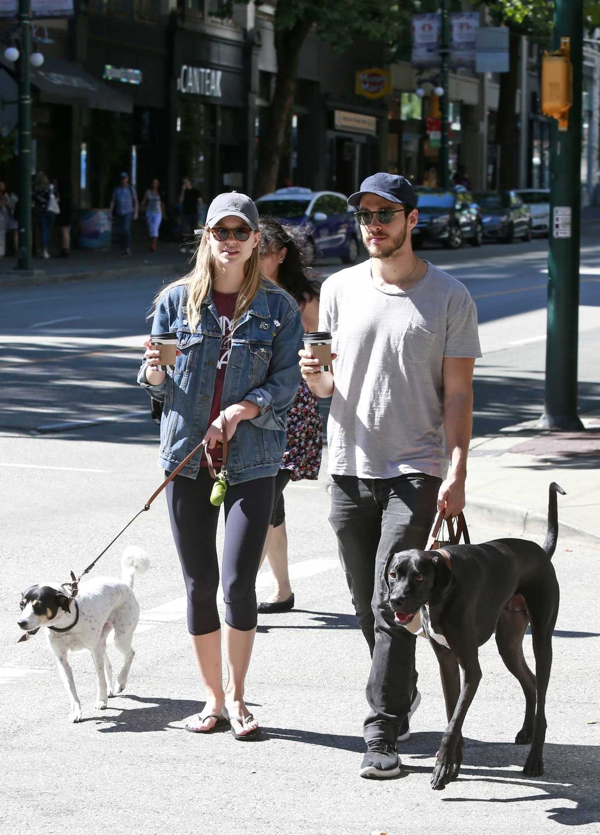 Melissa Benoist Walks Her Dogs With Chris Wood in Vancouver 08/26/2017-5