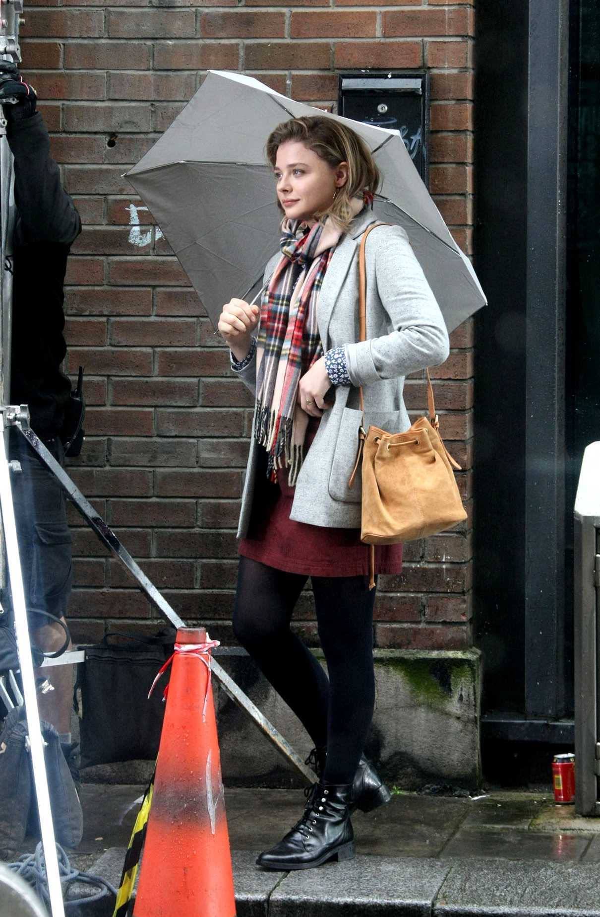 Chloe Moretz Under Fake Rain on the Set of Widow in Dublin 09/15/2017-3