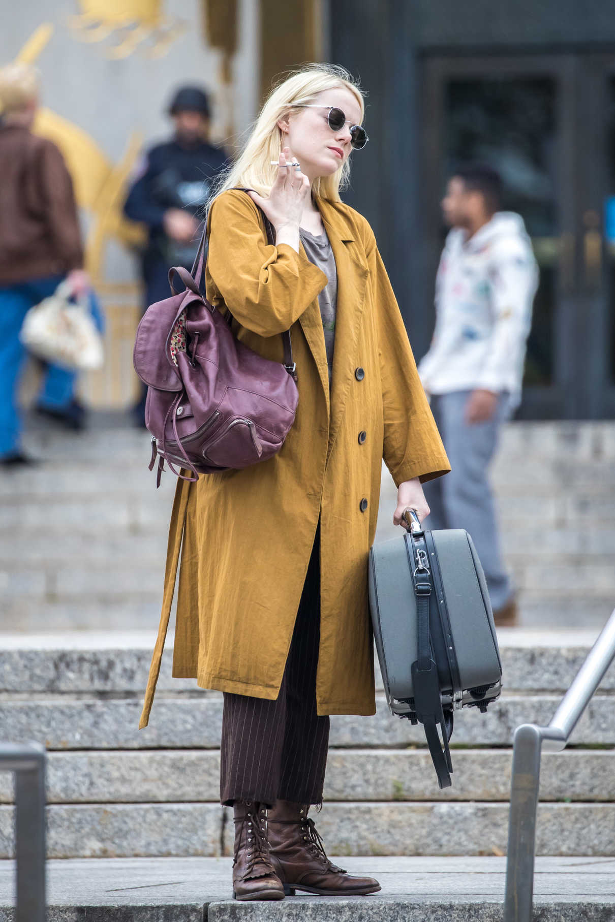 Emma Stone on the Set of Maniac in NYC 10/23/2017-2