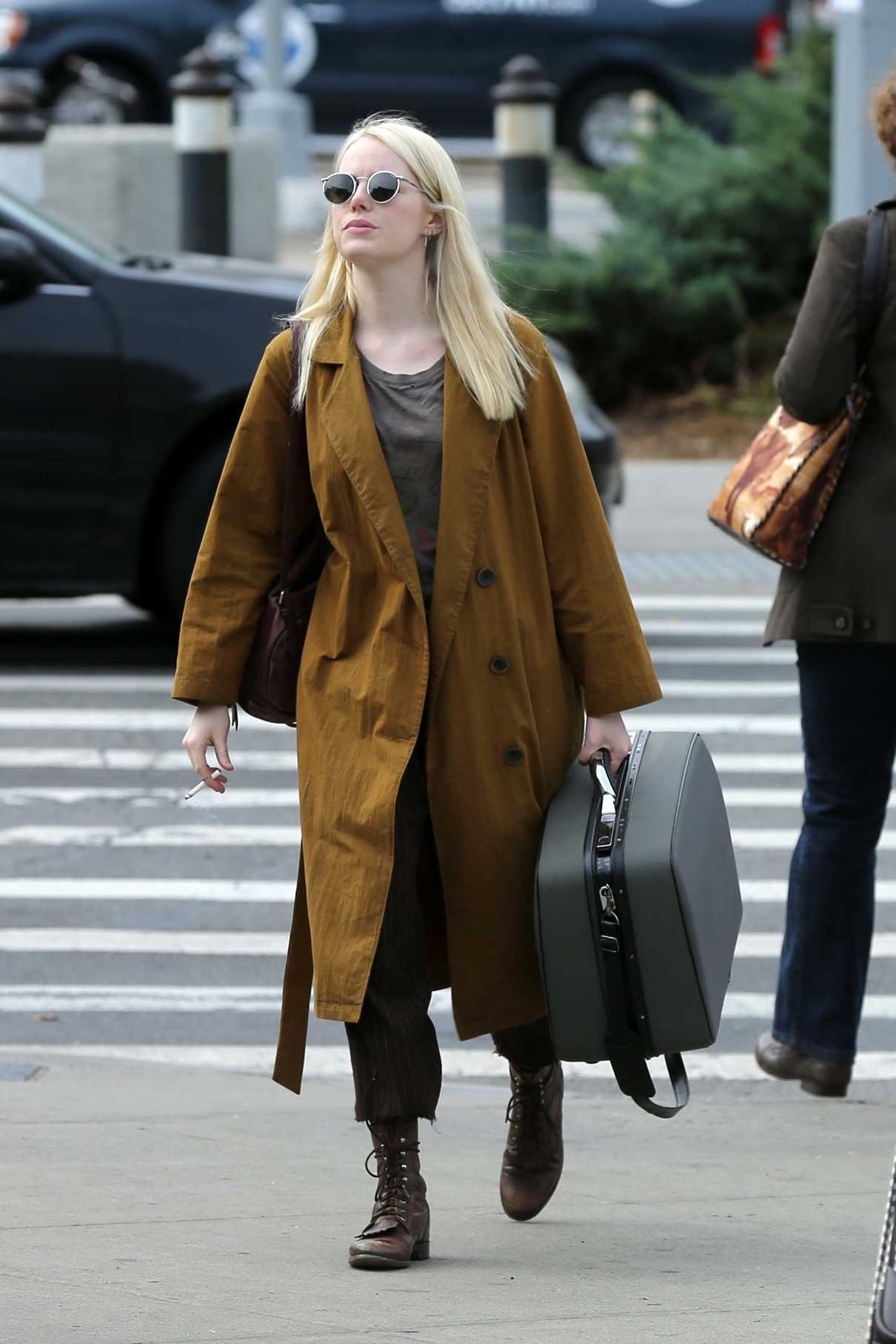 Emma Stone on the Set of Maniac in NYC 10/23/2017-4