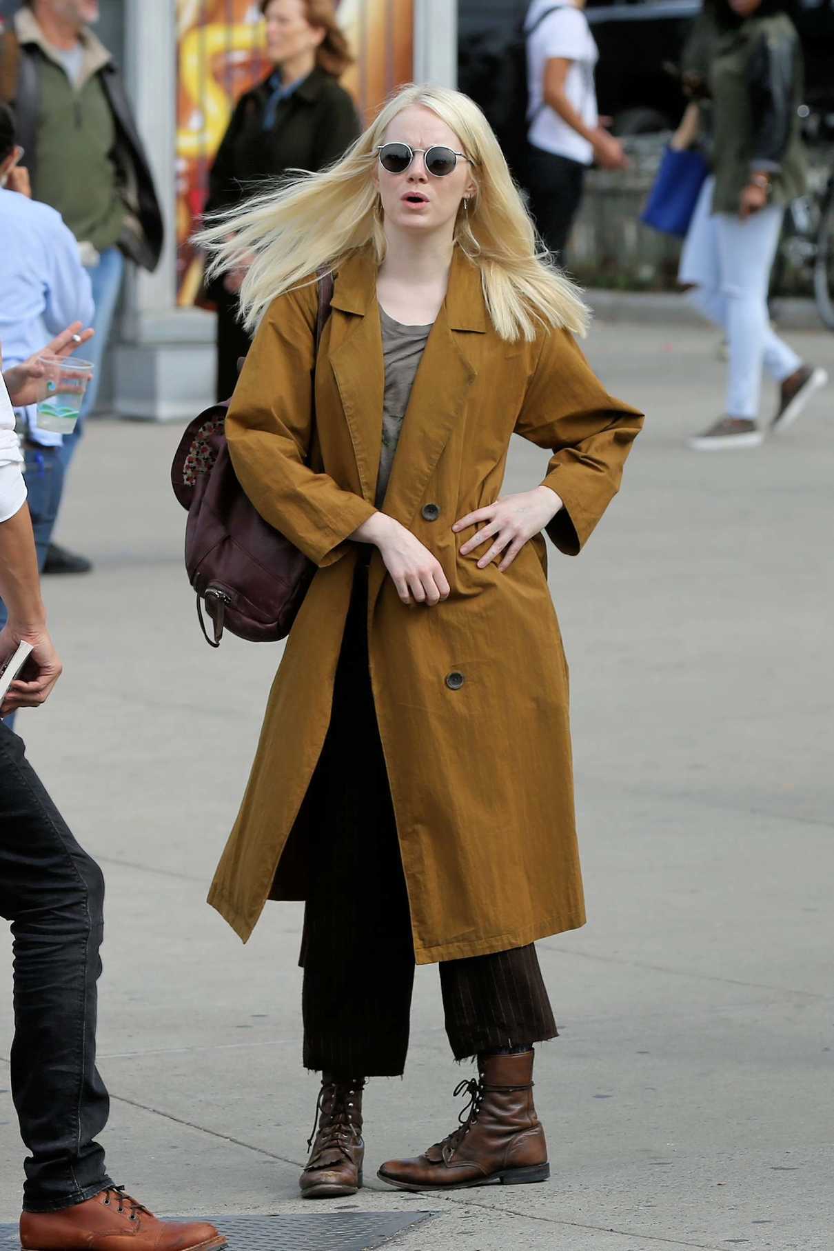 Emma Stone on the Set of Maniac in NYC 10/23/2017-5