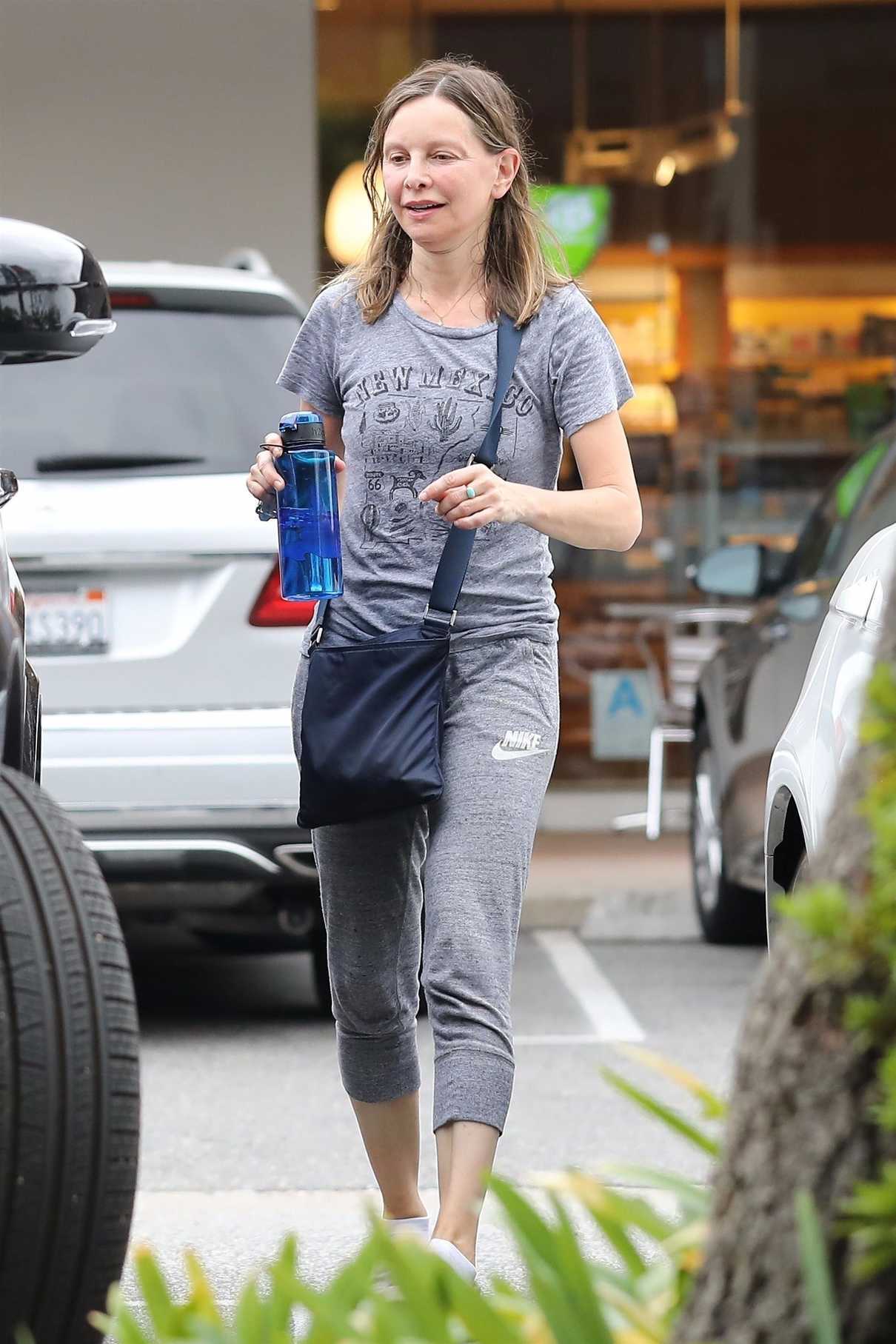 Calista Flockhart Leaves SoulCycle After a Morning Workout in Brentwood