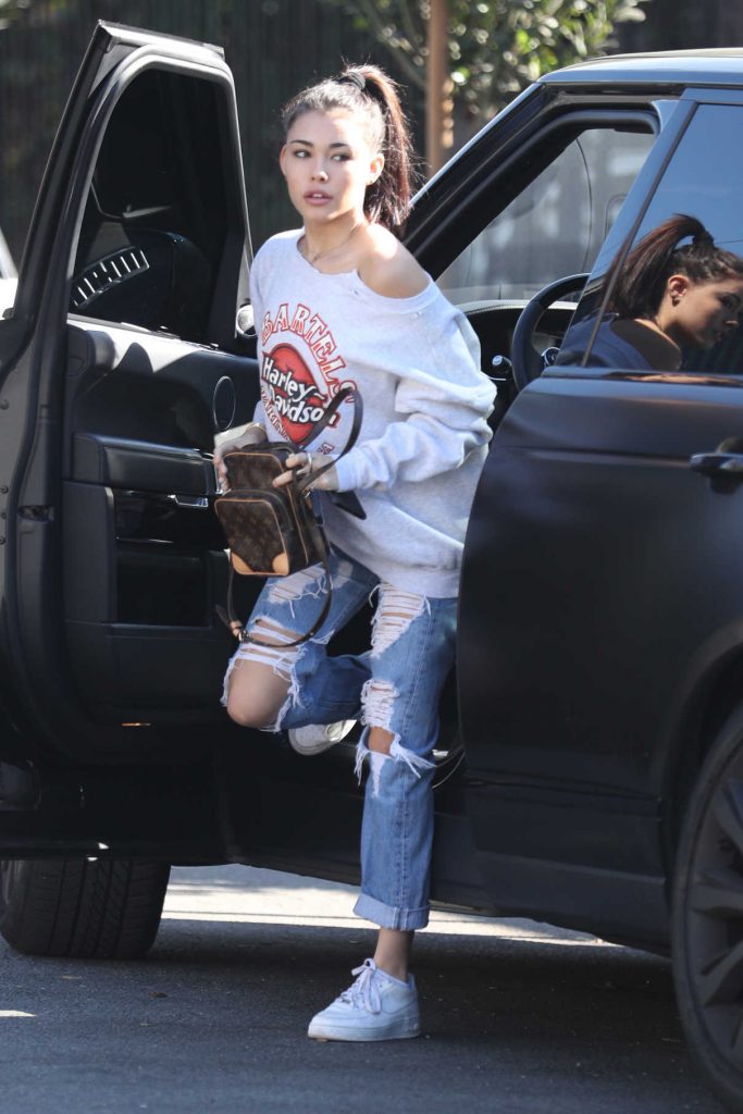 Madison Beer Wears a Harley-Davidson Sweater Out in West Hollywood 11/30/2017-1