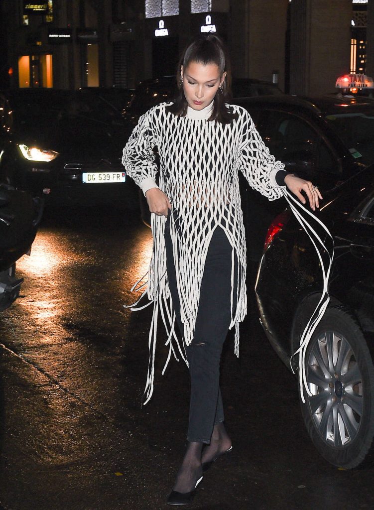 Bella Hadid Arrives at Hotel Costes in Paris 01/20/2018-1