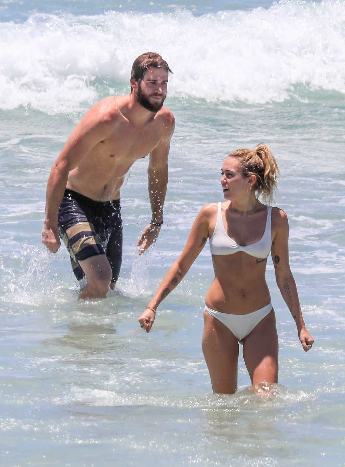 Miley Cyrus in Bikini at the Beach with Liam Hemsworth in Byron Bay, Australia 01/15/2018-7