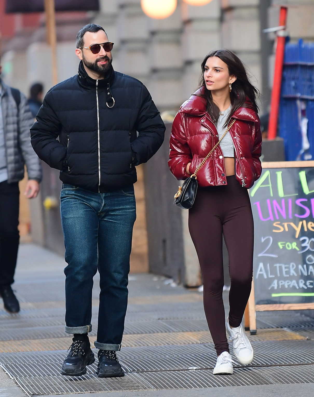 Emily Ratajkowski Wears a Burgundy Jacket in Soho, NYC 02/15/2018-4