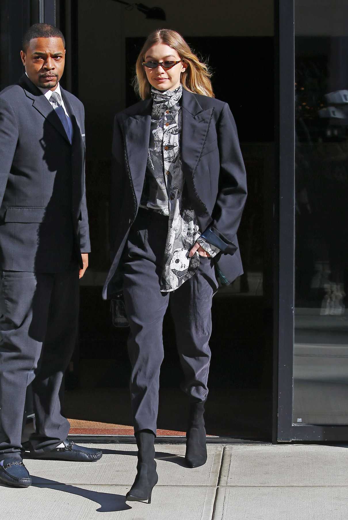 Gigi Hadid Wears a Pant Suit During New York Fashion Week in New York City 02/08/2018-2
