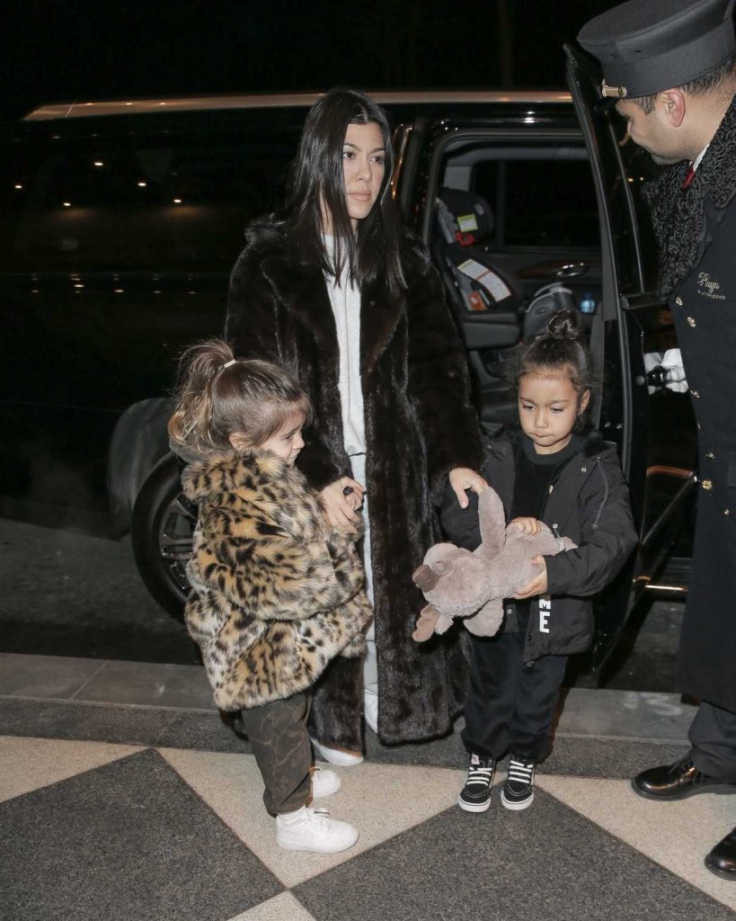 Kourtney Kardashian Arrives at JFK Airport with Penelope Disick and North West in New York 02/02/2018-1
