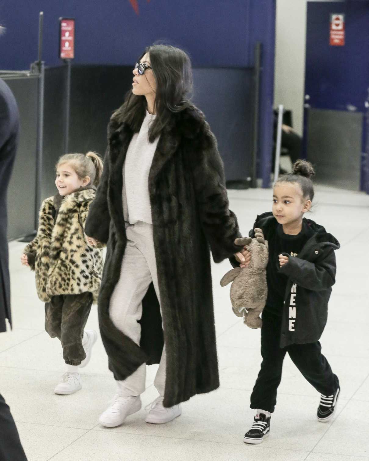 Kourtney Kardashian Arrives at JFK Airport with Penelope Disick and North West in New York 02/02/2018-5