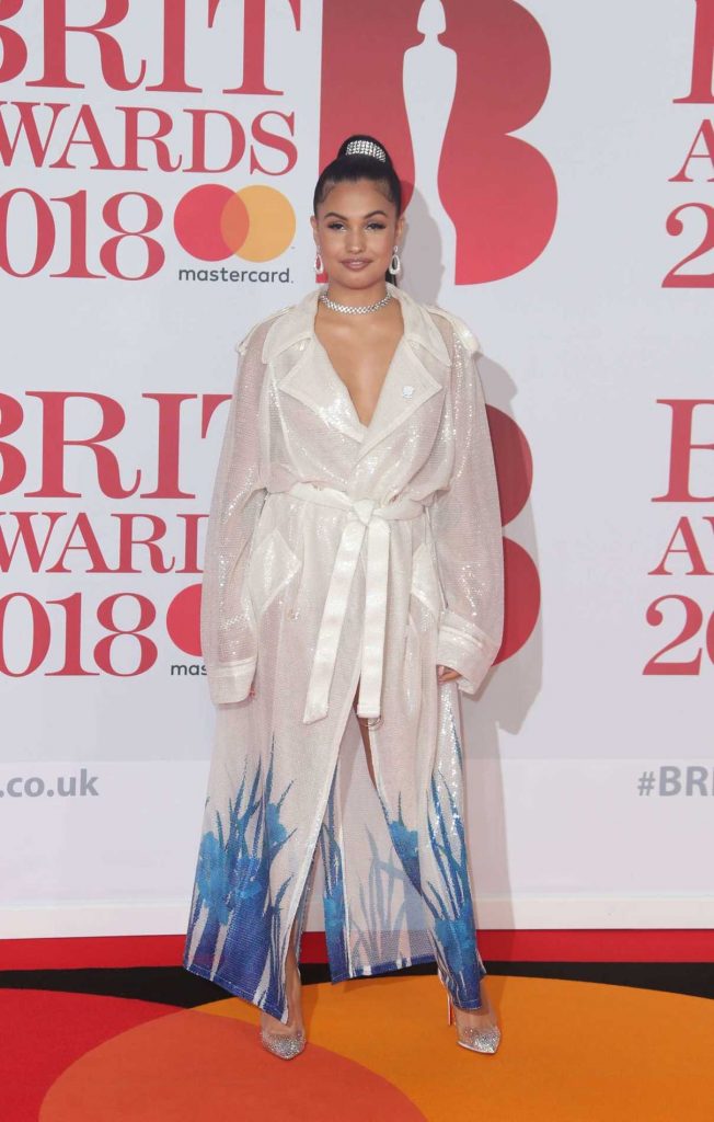 Mabel McVey Attends the 2018 Brit Awards at the O2 Arena in London 02/21/2018-1