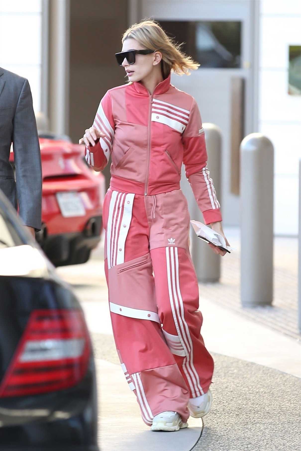 Hailey Baldwin Wears Adidas Track Suit as She Goes Shopping at Barneys NY in Beverly Hills 03/23/2018-5