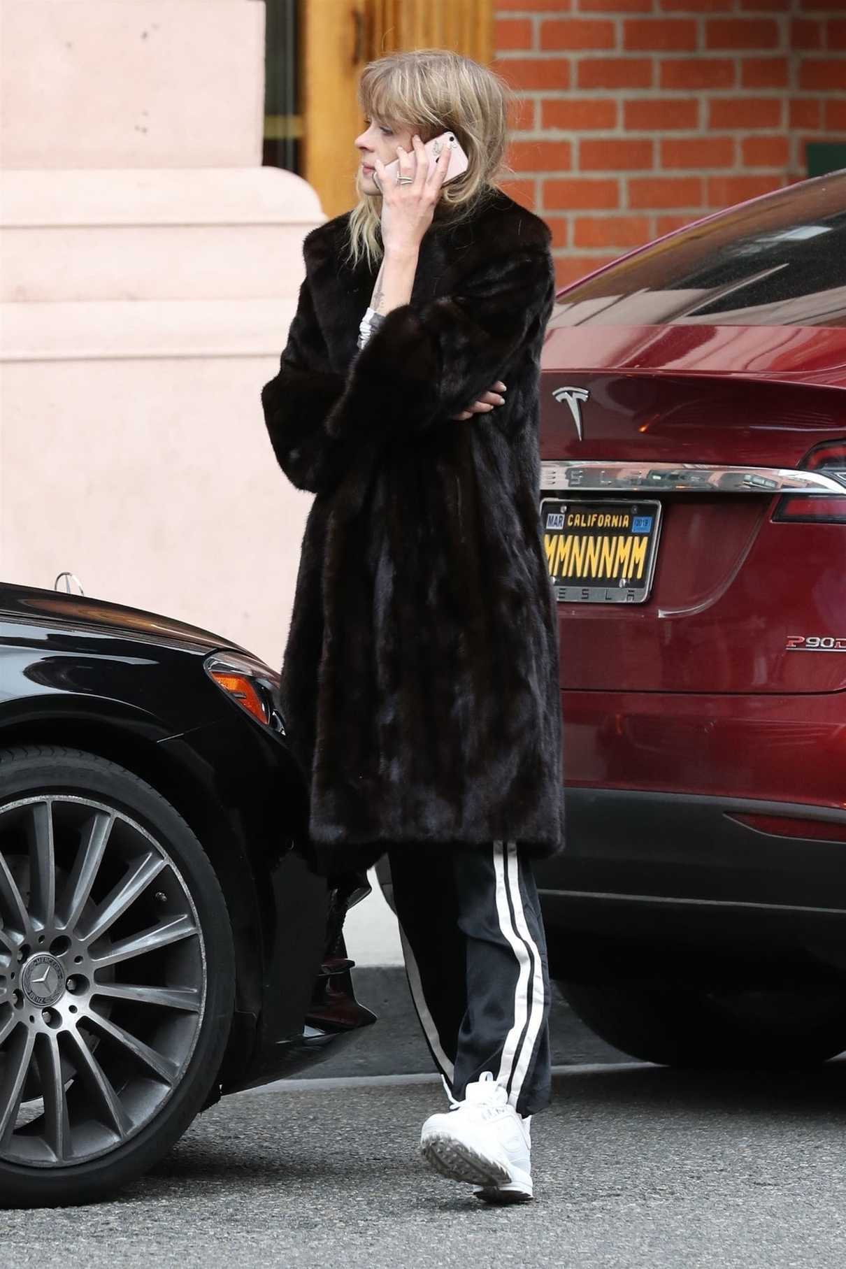 Jaime King Wears a Fur Coat Out in Beverly Hills 03/16/2018-4