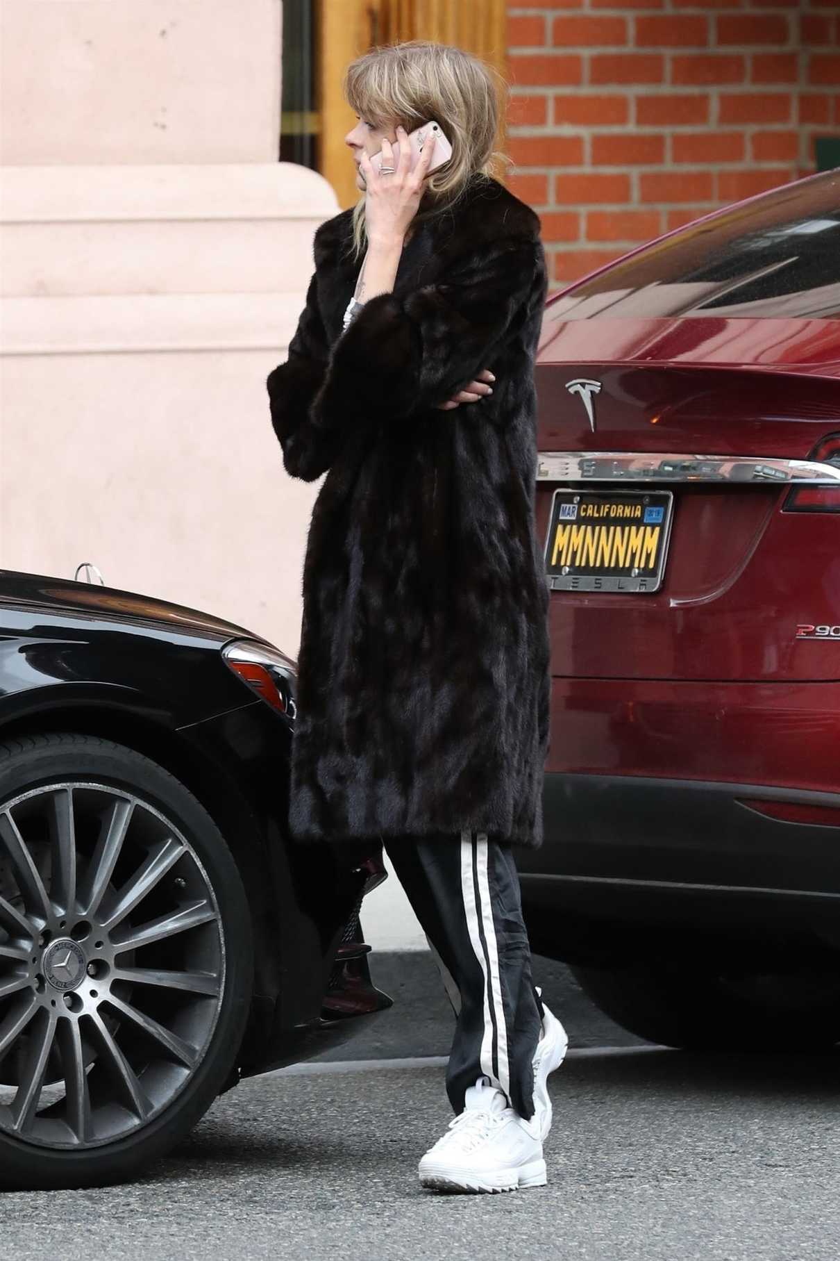 Jaime King Wears a Fur Coat Out in Beverly Hills 03/16/2018-5