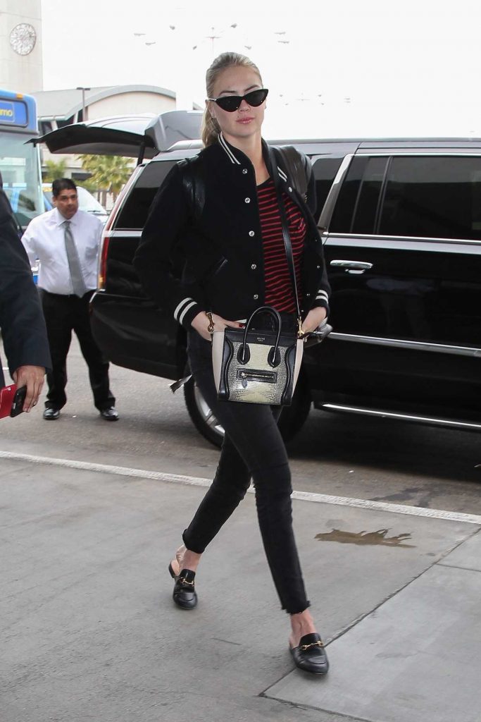 Kate Upton Wears a Stylish Varsity Jacket at LAX Airport in Los Angeles 03/08/2018-1