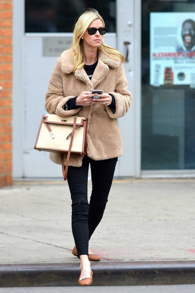 Nicky Hilton Wears a Beige Fur Coat Out in New York City 03/28/2017-1