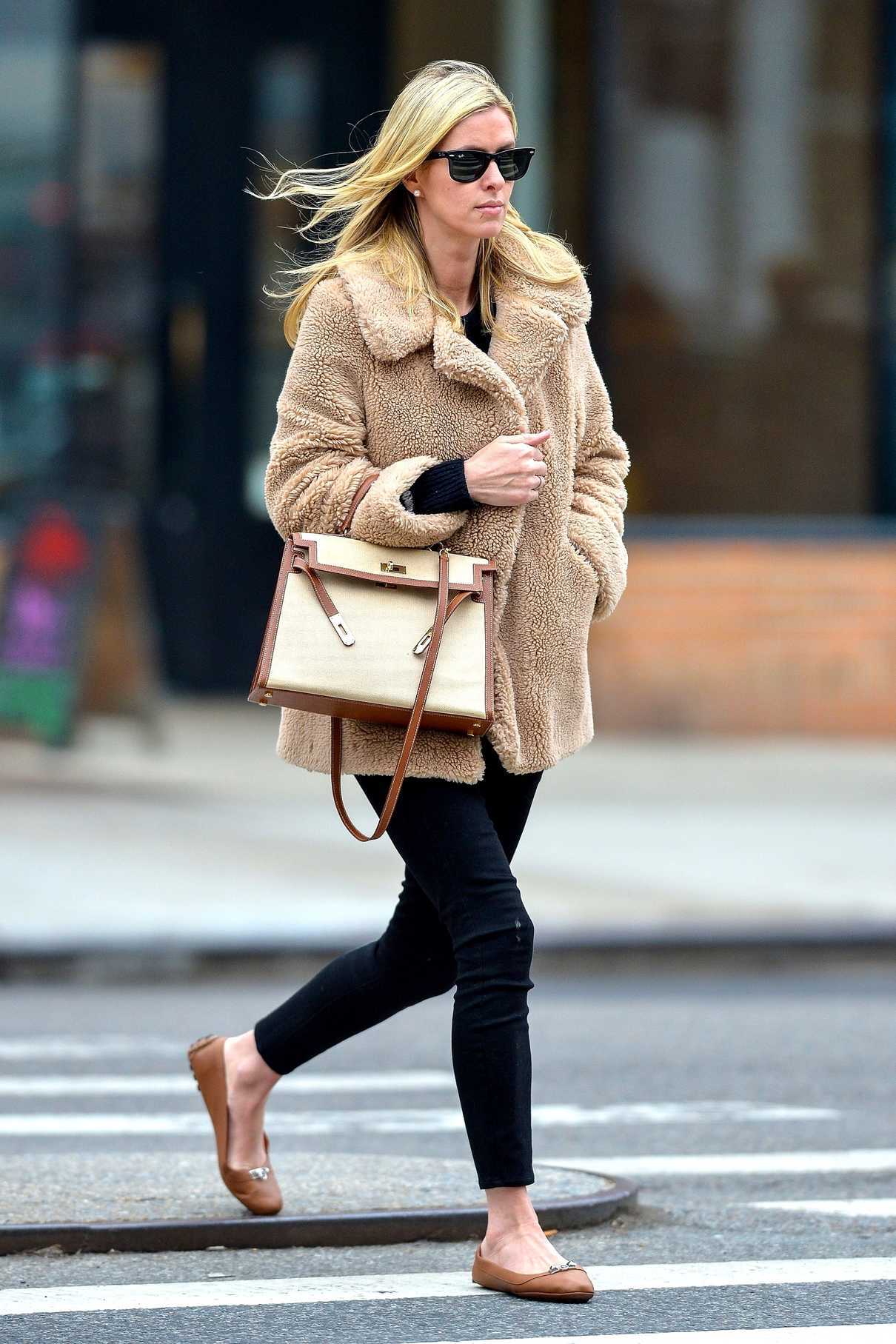 Nicky Hilton Wears a Beige Fur Coat Out in New York City 03/28/2017-3