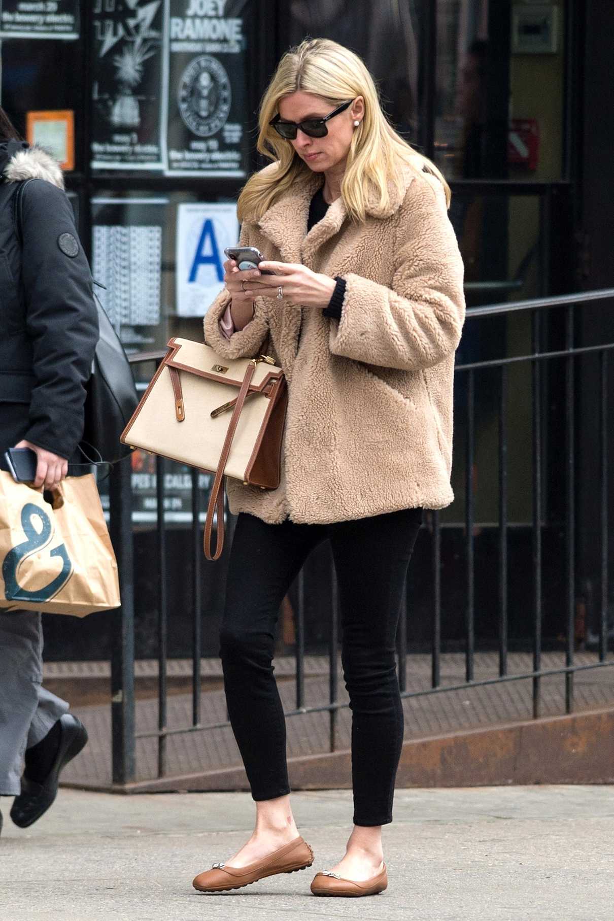 Nicky Hilton Wears a Beige Fur Coat Out in New York City 03/28/2017-4