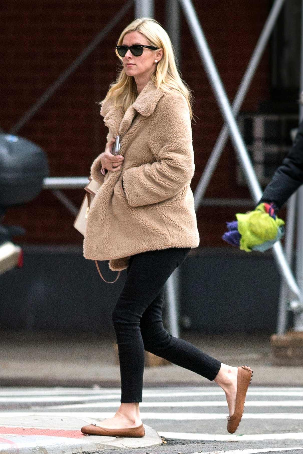 Nicky Hilton Wears a Beige Fur Coat Out in New York City 03/28/2017-5