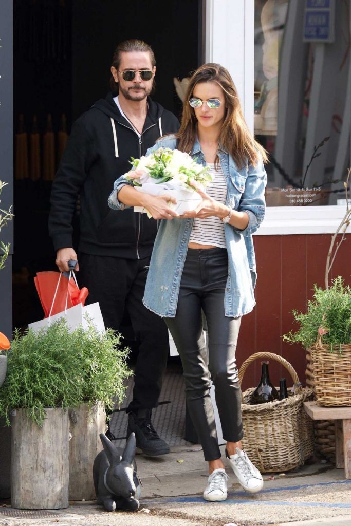 Alessandra Ambrosio Grabs Some Flowers for Easter with a Mystery Man in
