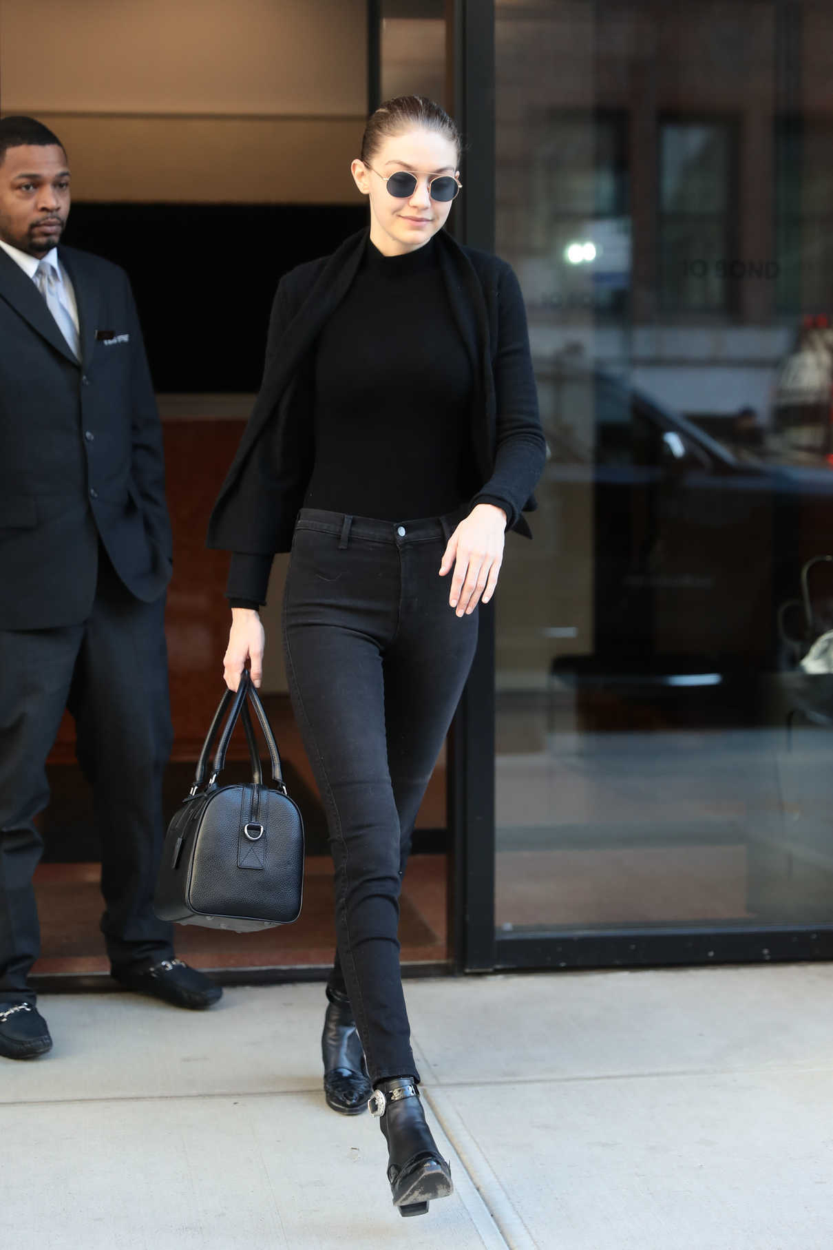 Gigi Hadid Wears All Black Out in NYC 04/11/2018-2