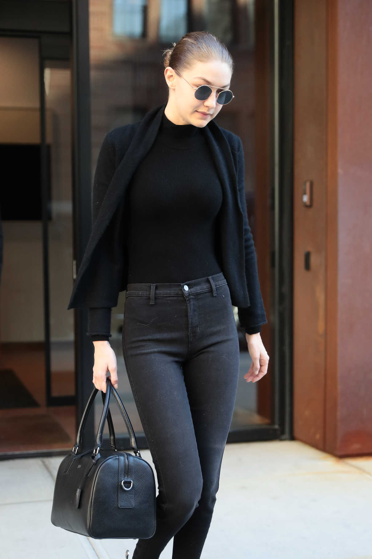 Gigi Hadid Wears All Black Out in NYC 04/11/2018-5