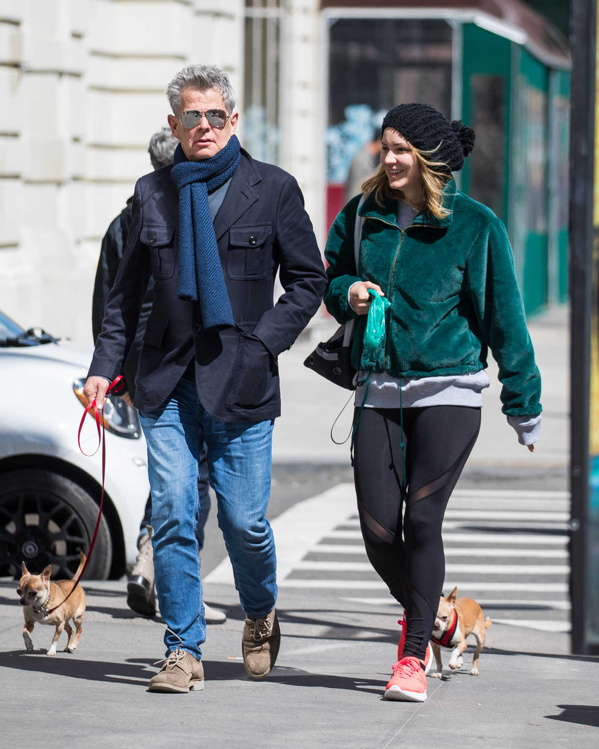 Katharine McPhee Walks Her Dogs with David Foster in New York City 04/05/2018-2