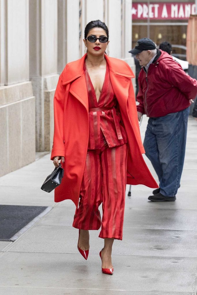 Priyanka Chopra Wears All Red Ensemble Out in New York City 04/25/2018-1