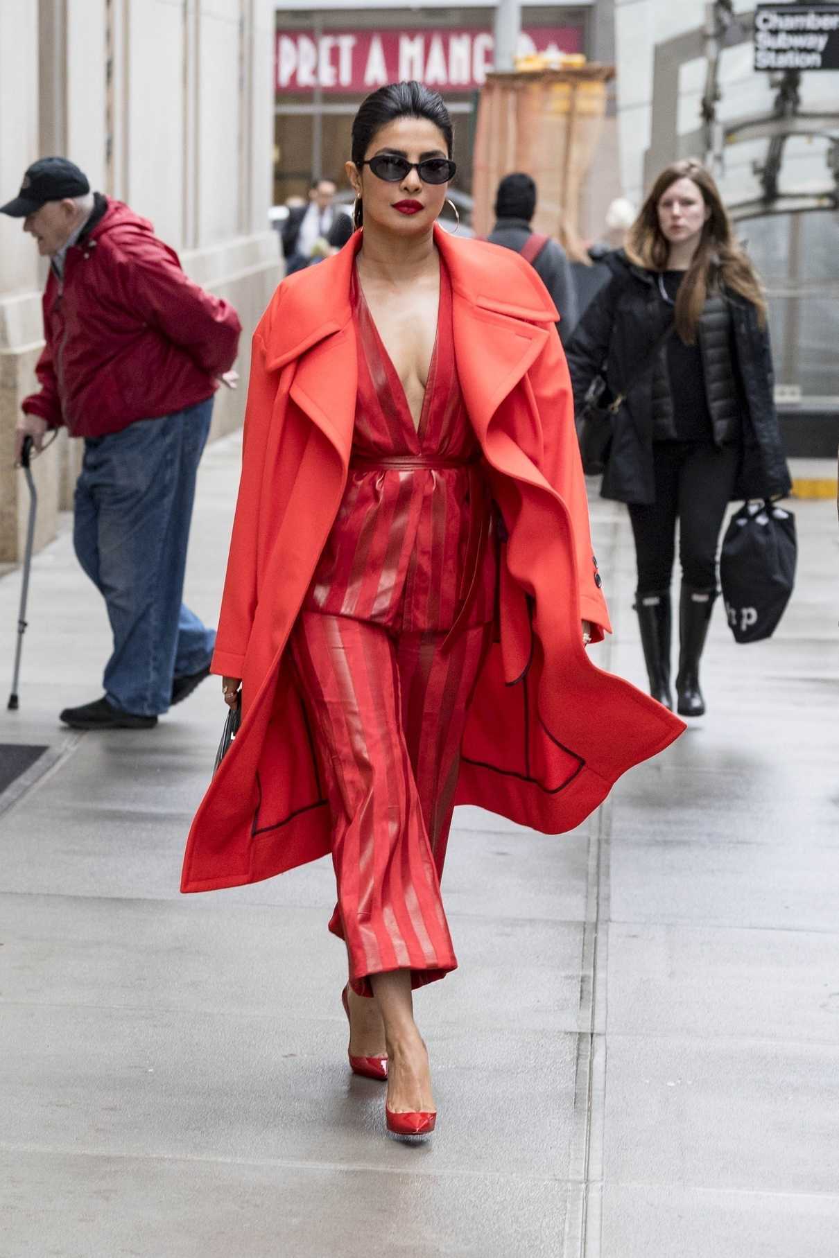 Priyanka Chopra Wears All Red Ensemble Out in New York City 04/25/2018-2