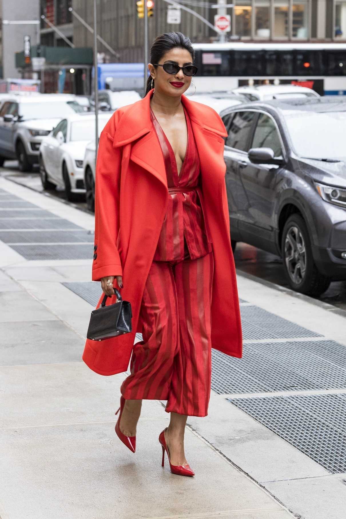 Priyanka Chopra Wears All Red Ensemble Out in New York City 04/25/2018-3