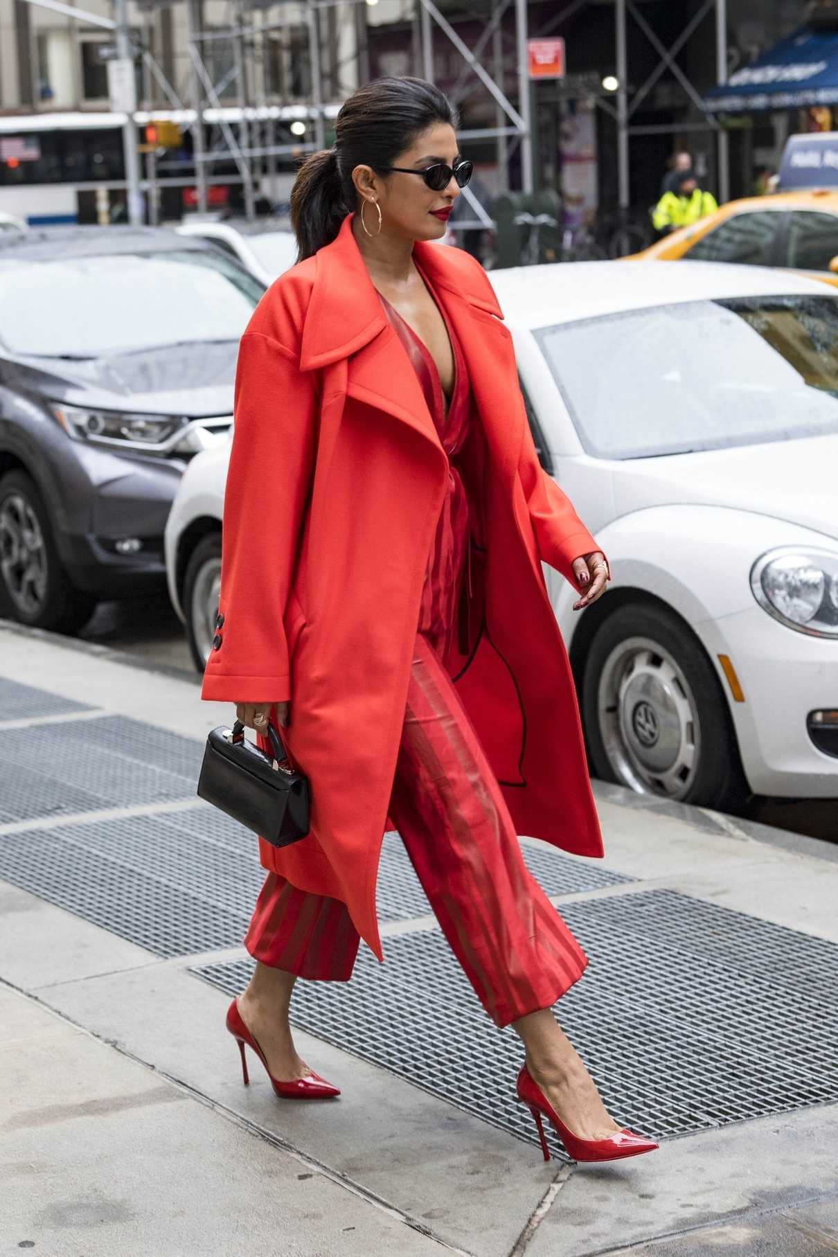 Priyanka Chopra Wears All Red Ensemble Out in New York City 04/25/2018-4