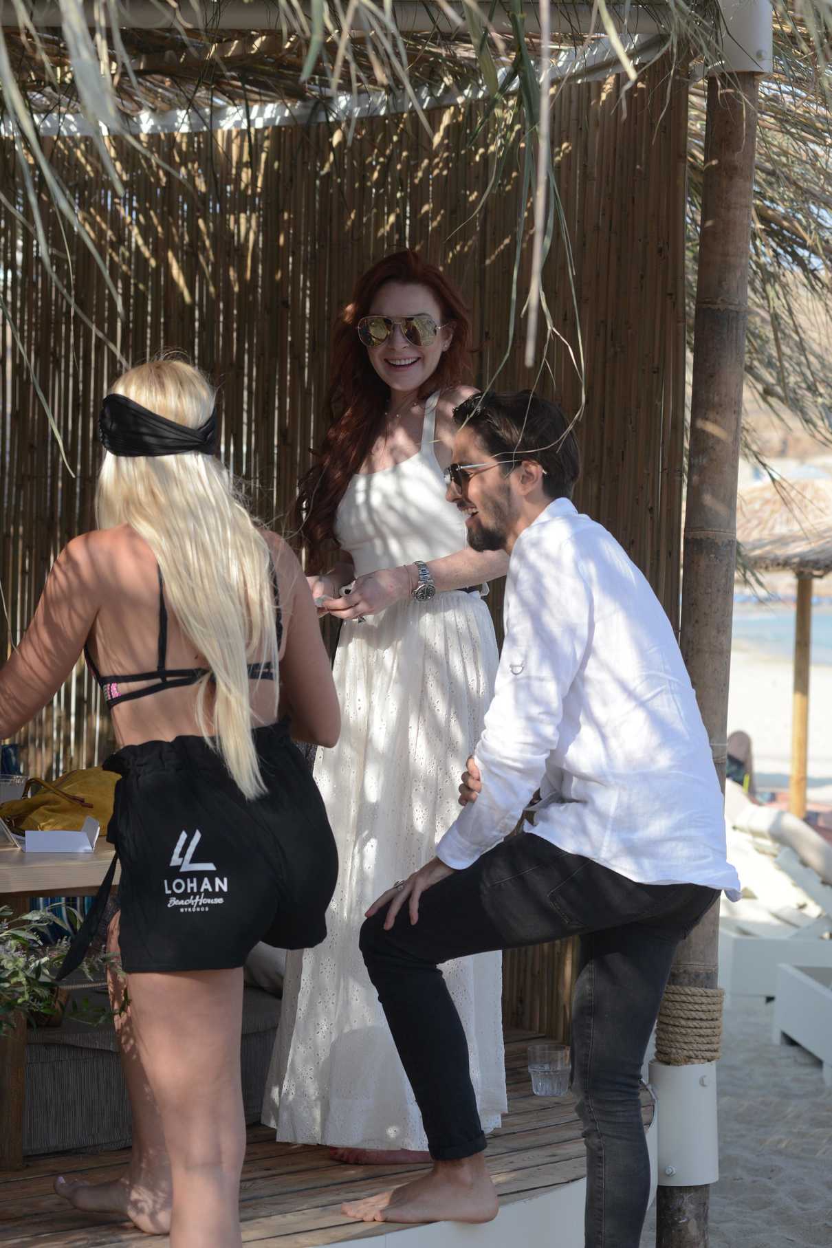 Lindsay Lohan Was Seen with Friends at a Beach Bar in Mykonos 05/26/2018-3
