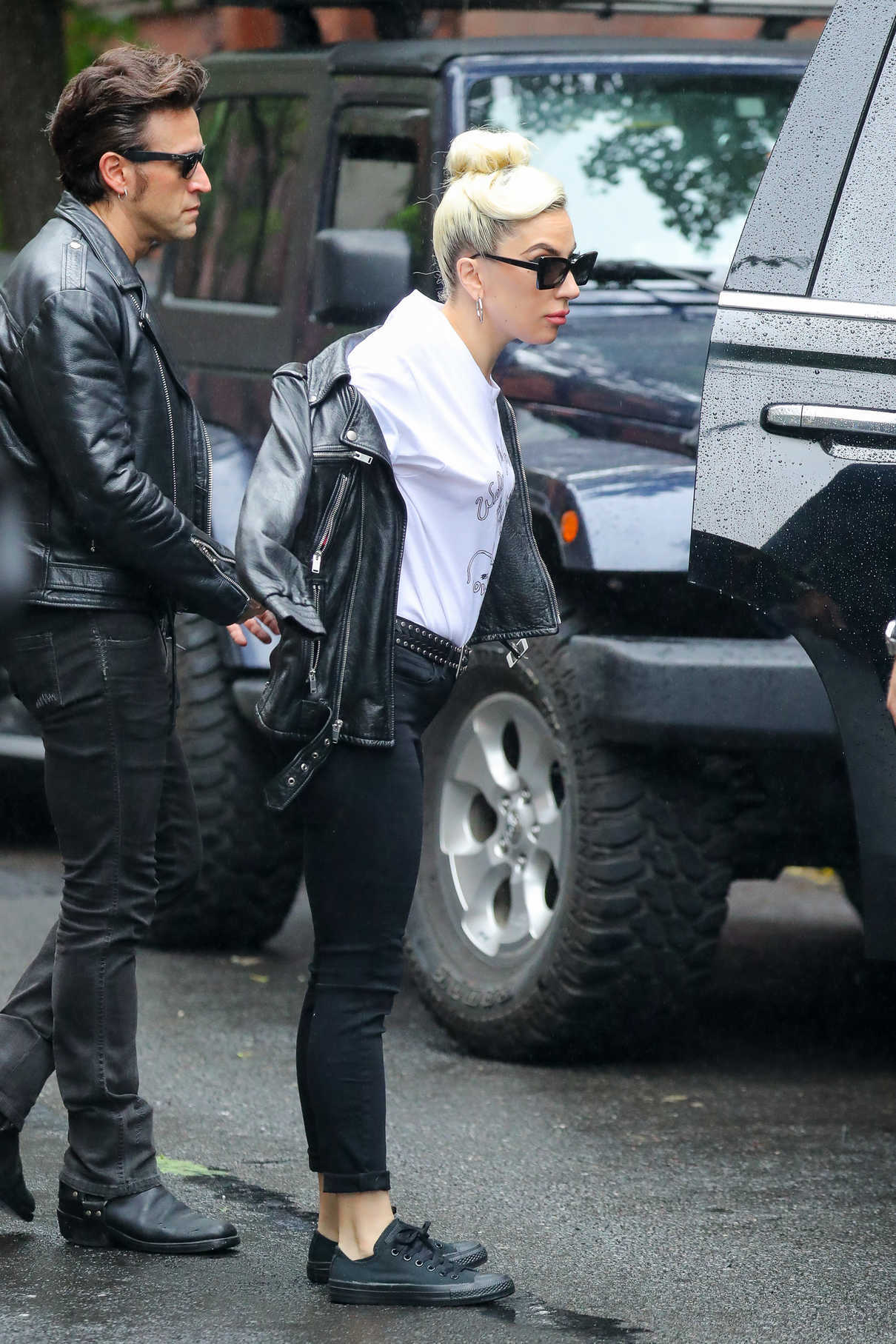 Lady Gaga Rocks a Black Leather Jacket Out in in New York City 05/31/2018-2