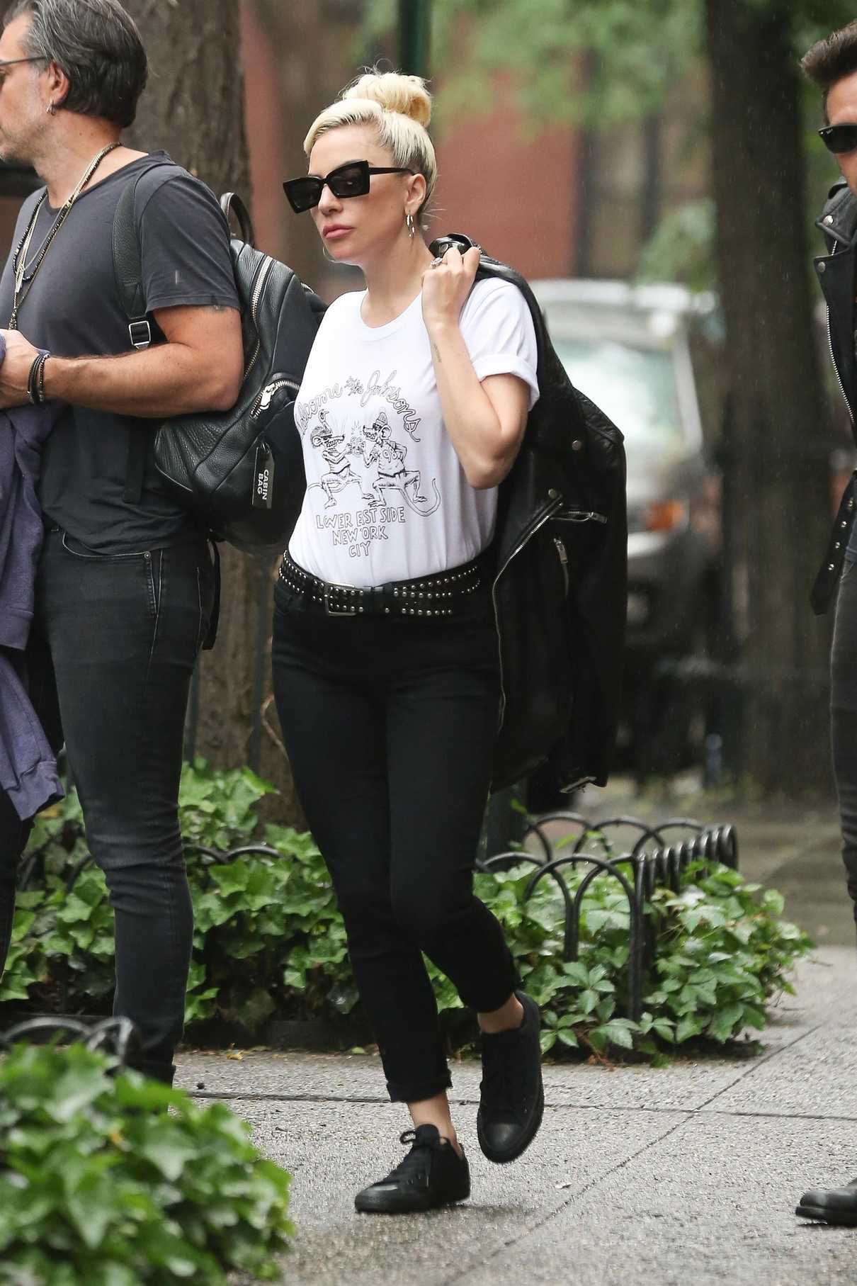 Lady Gaga Rocks a Black Leather Jacket Out in in New York City 05/31/2018-4