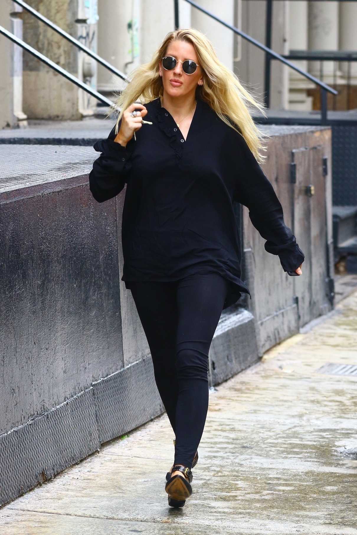 Ellie Goulding in a Black Long Sleeves Blouse