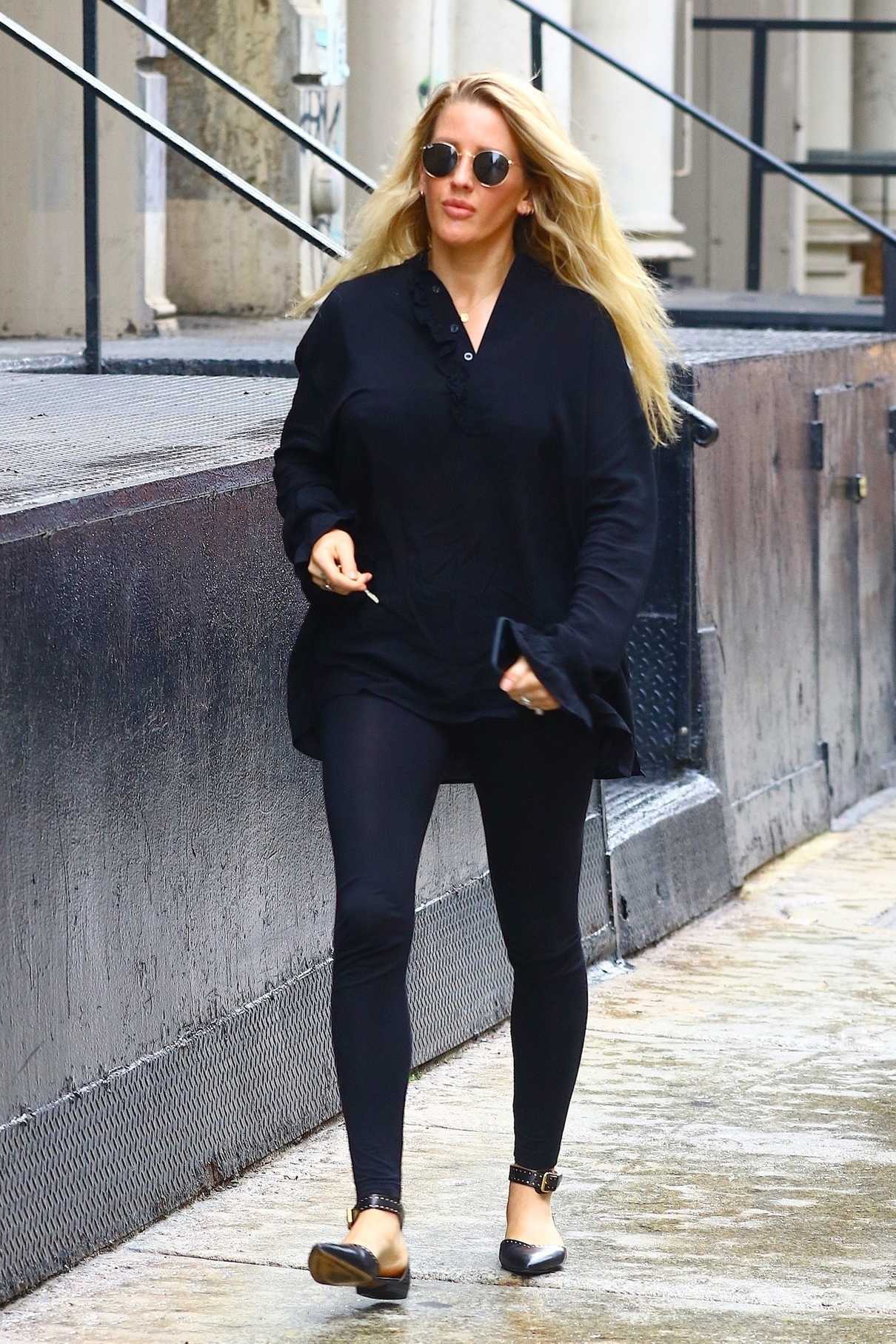 Ellie Goulding in a Black Long Sleeves Blouse