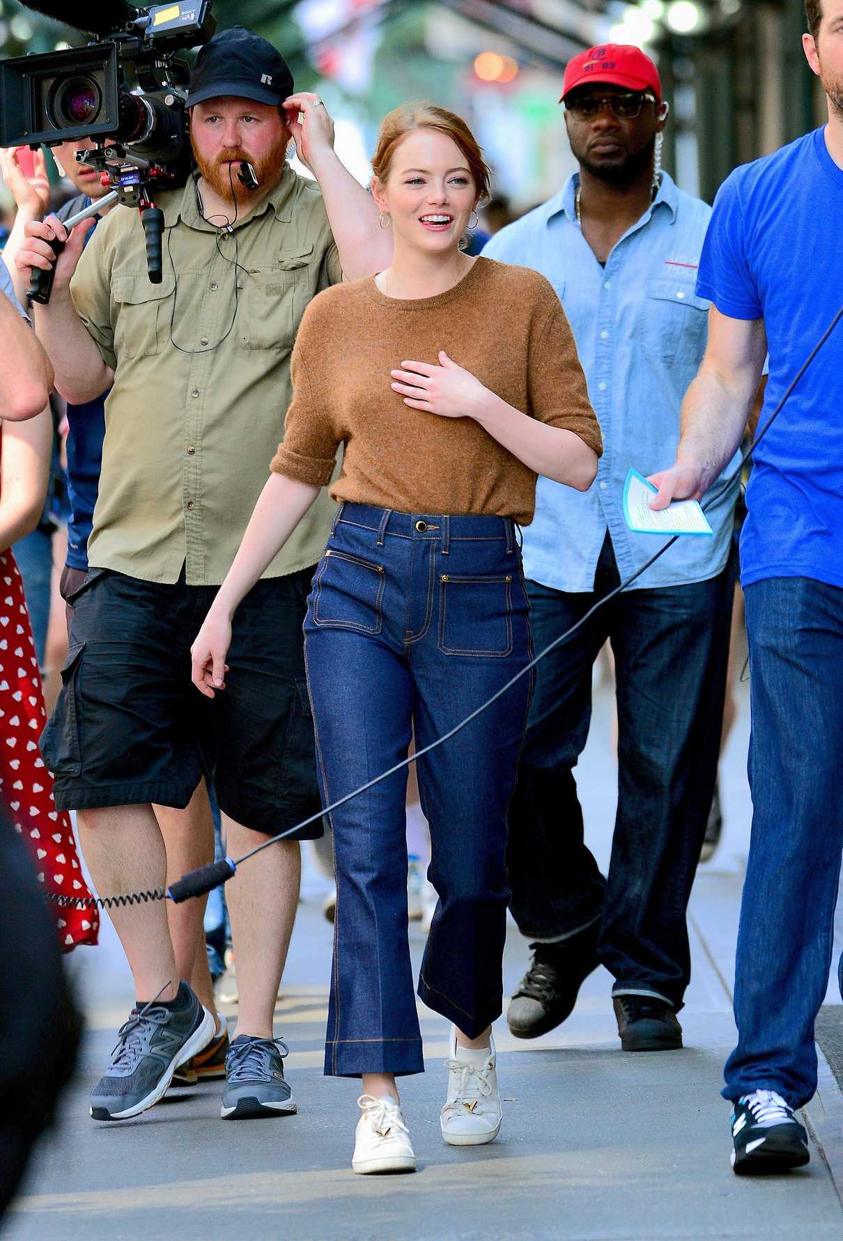 Emma Stone is All Smiles on the Set of Billy on the Street in New York City 07/16/2018-1