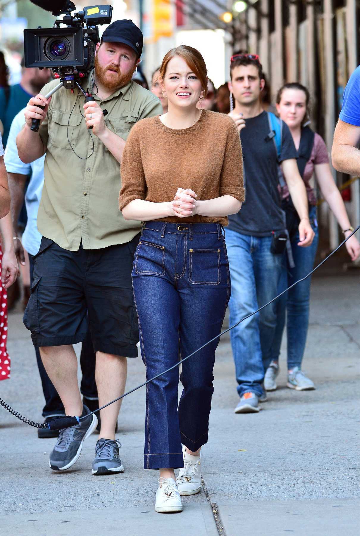 Emma Stone is All Smiles on the Set of Billy on the Street in New York City 07/16/2018-5