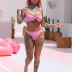 Jemma Lucy in a Pink Bikini by the Pool in Ibiza 07/22/2018