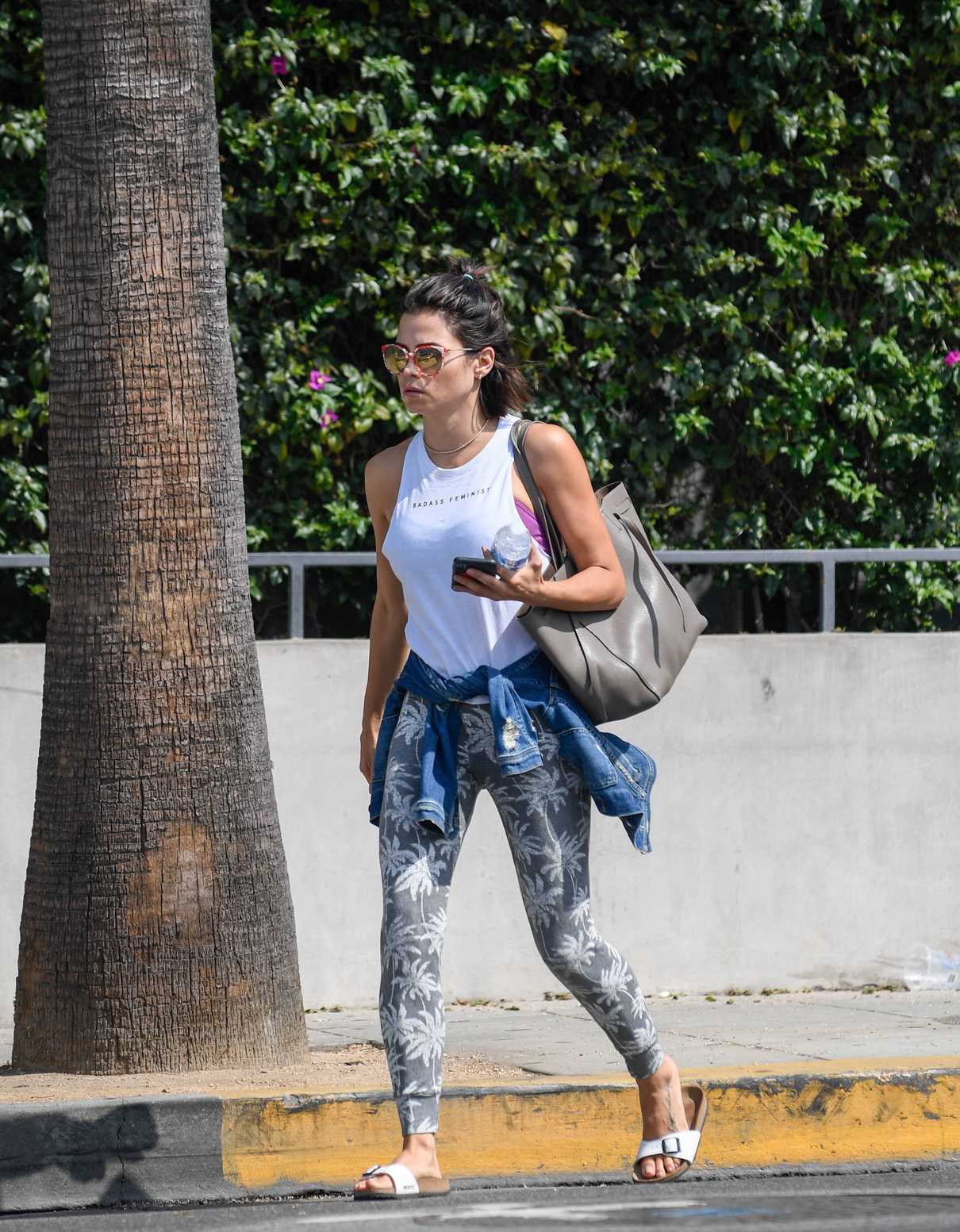 Jenna Dewan Wears a White Badass Feminist Tank Top as She Leaves Her Gym in West Hollywood 07/16/2018-5