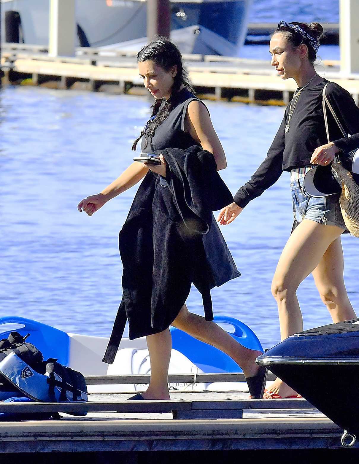 Kim Kardashian Arrives on a Boat on a Lake in Idaho 07/06/2018-4