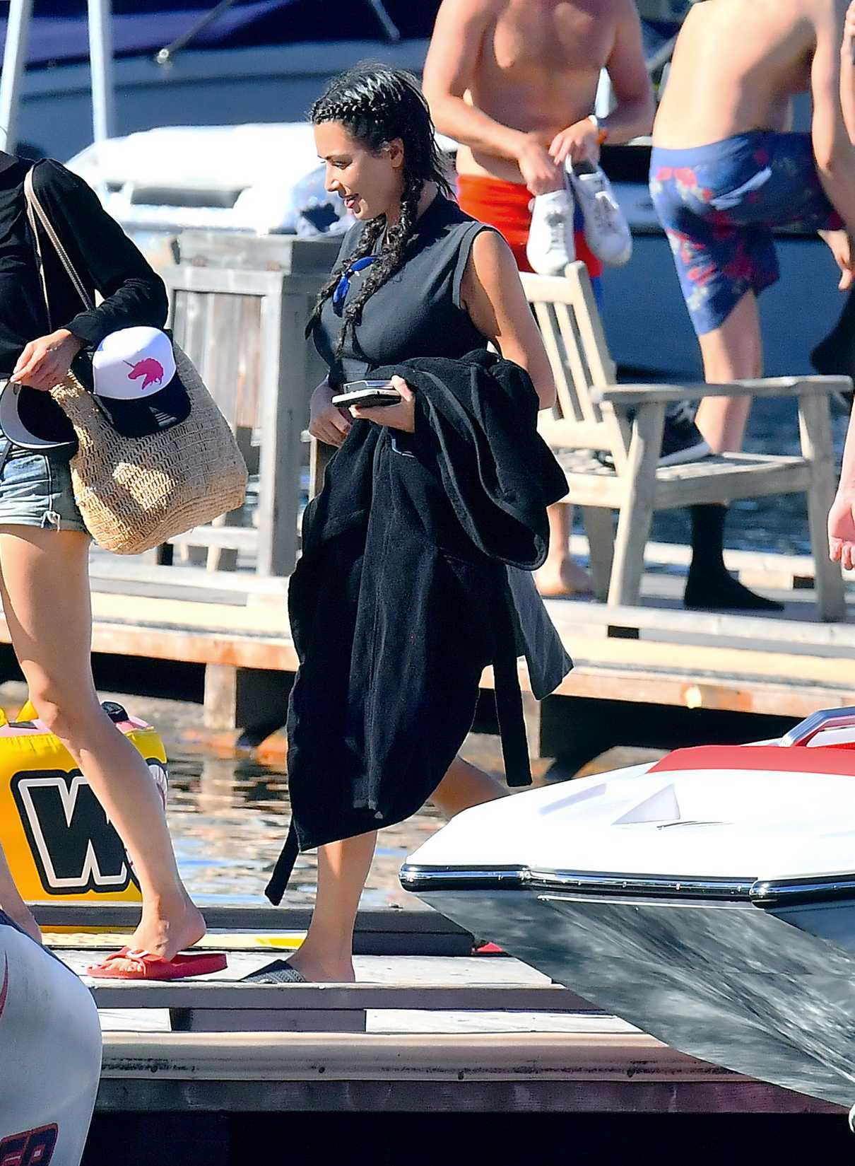 Kim Kardashian Arrives on a Boat on a Lake in Idaho 07/06/2018-5