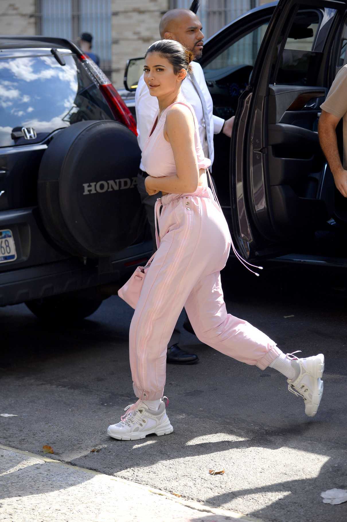 Kylie Jenner Wears a Pink Sports Bra as She Goes Shopping at the Chrome Hearts Store in the West Village in New York City 07/18/2018-2