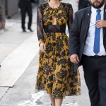 Lauren Cohan in a Floral Dress Arrives at Jimmy Kimmel Live! Studios in Los Angeles 07/23/2018