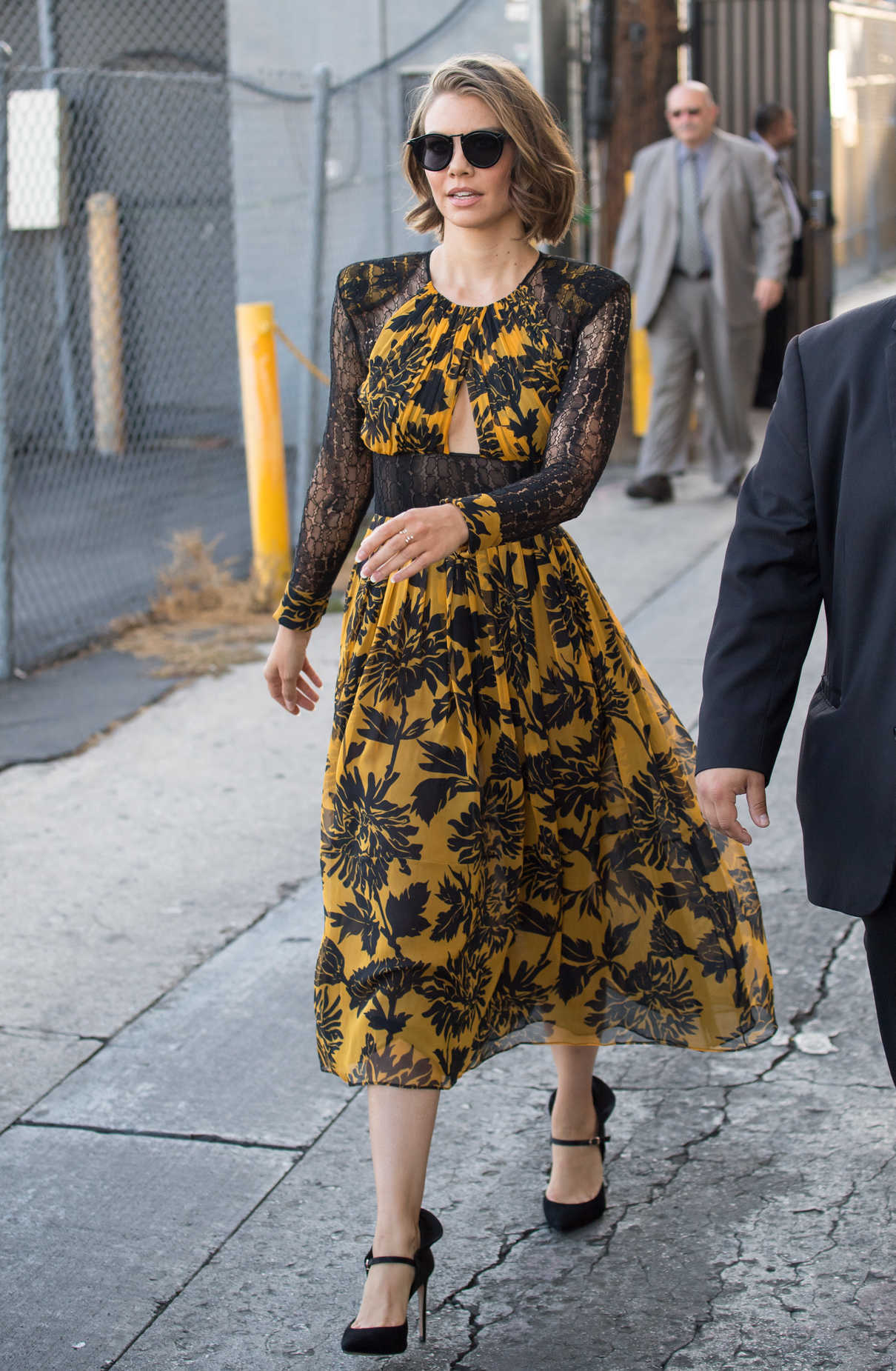 Lauren Cohan in a Floral Dress