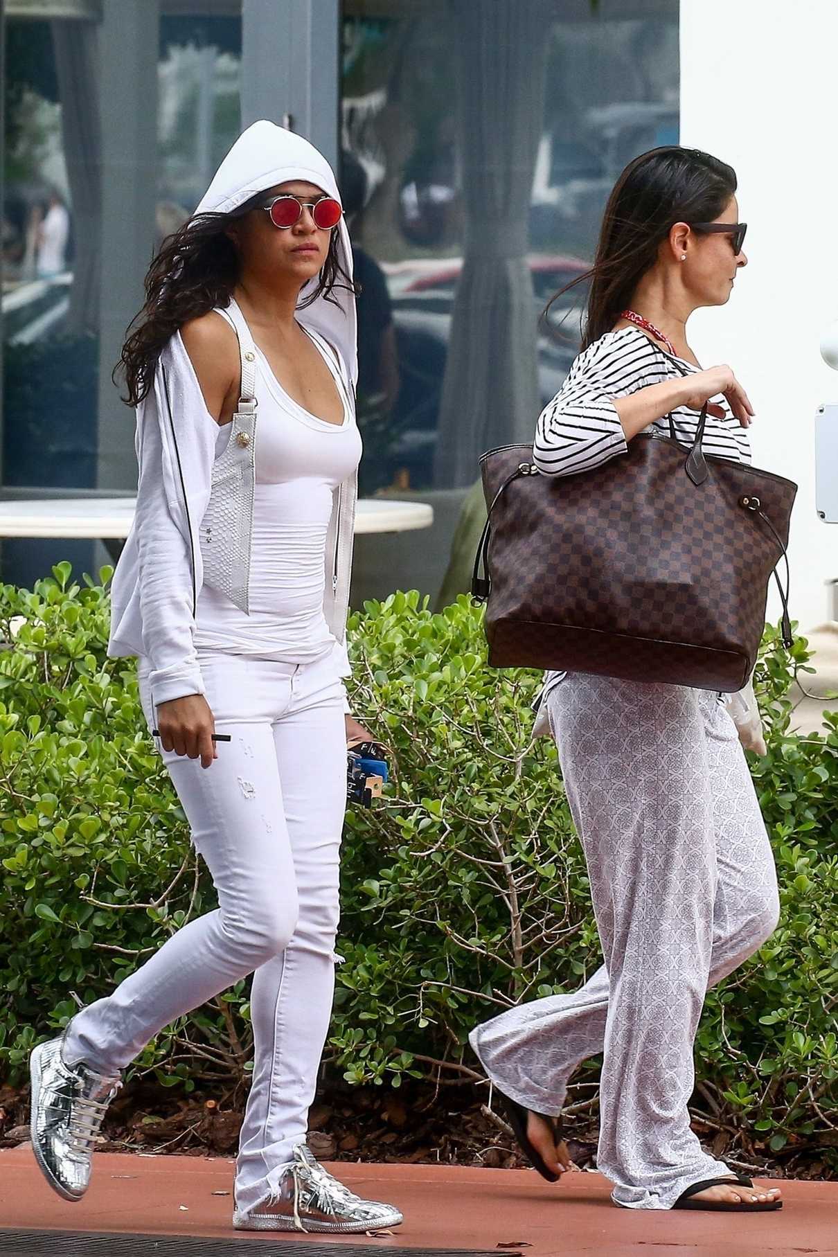 Michelle Rodriguez Was Seen in a White Ripped Jeans Out in Miami 07/16/2018-1
