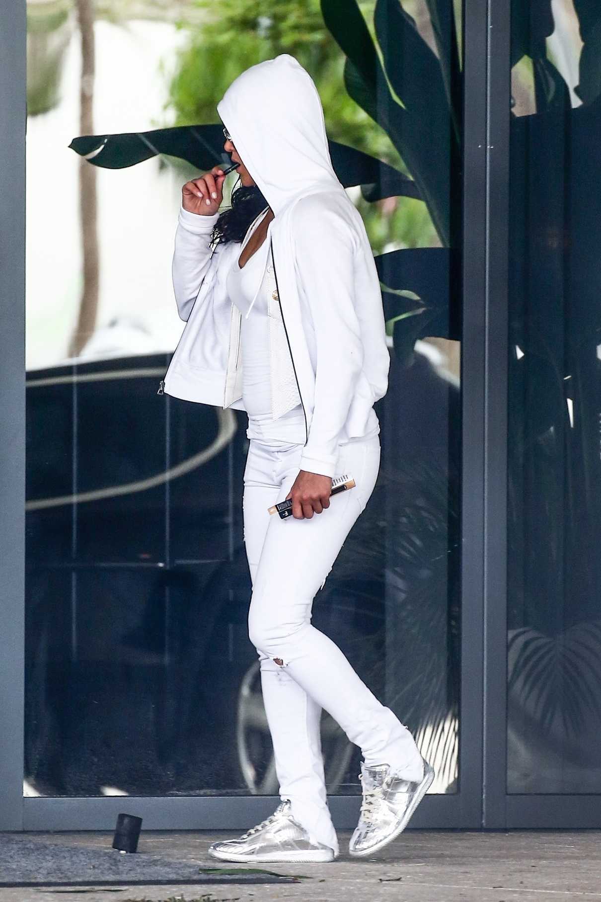 Michelle Rodriguez Was Seen in a White Ripped Jeans Out in Miami 07/16/2018-2