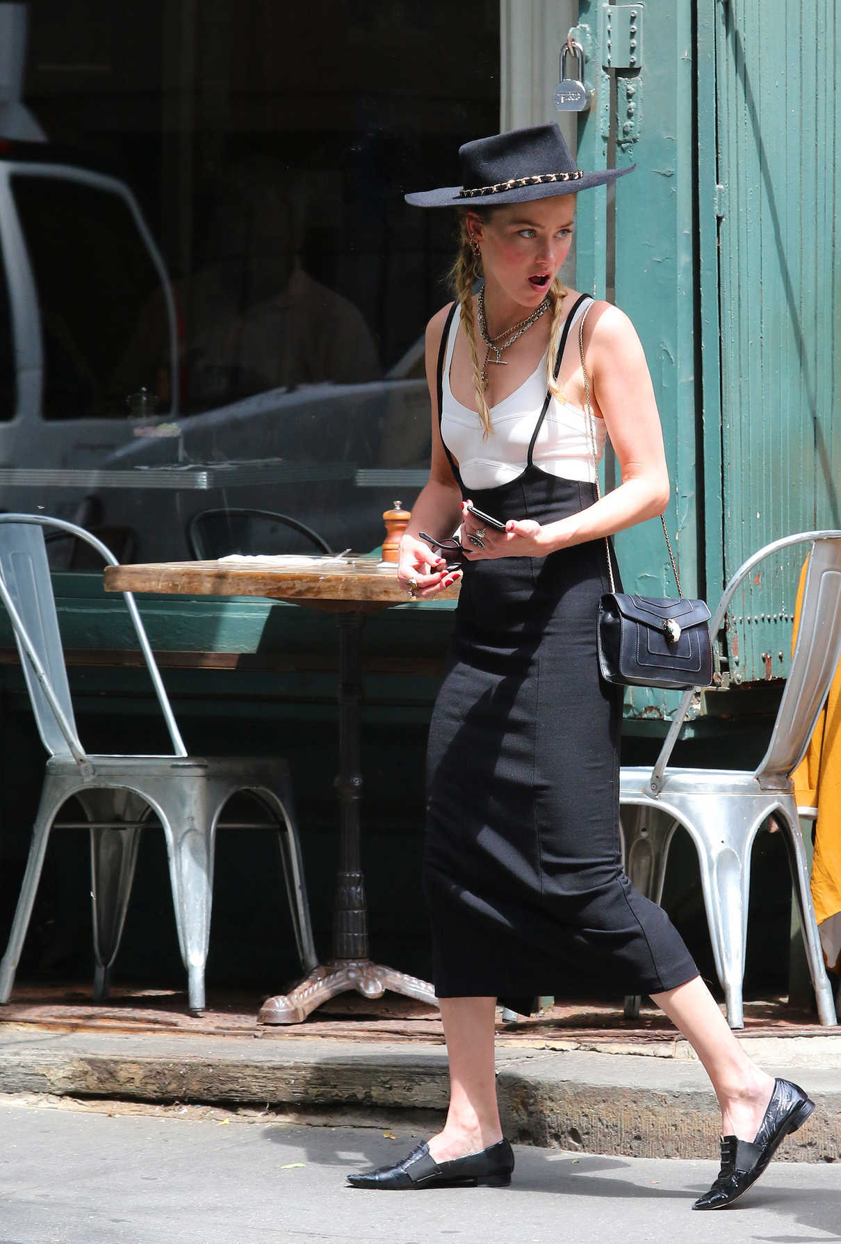 Amber Heard in a Black Stylish Hat